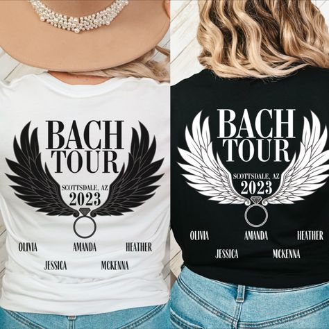 If you're planning a bach tour bachelorette party and looking for custom bach tour shirts, these awesome custom bach tour shirts are perfect! These ultra soft rock and roll bachelorette shirts are perfect for destination bachelorette parties! Personalize the tees with the location and year of the bachelorette as well as the names of the bride and crew--perfect for always remembering the celebration! --- Rock Bachelorette Shirt, Rock and Roll Bachelorette, Destination Bachelorette Party Final Tour Bachelorette Party, Bachelorette Tour Theme, Bachelorette Party Ideas Rock And Roll, Farewell Tour Bachelorette, Bachelorette Party Rock And Roll, Bach Stage Pass Bachelorette, Rock Theme Bachelorette Party, Rock Bachelorette Party, Rock N Roll Bachelorette Party