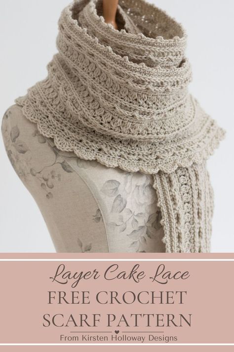 A warm, lacy scarf crafted from a free crochet pattern. Suitable for everyday, or create the elevated version with a romantic ruffle Ladder Yarn Crochet Patterns Free, Simple Crochet Lace, Leftover Yarn Projects, Crochet Tassels, Crochet Lace Scarf Pattern, Col Crochet, Crochet Lace Scarf, Super Scarf, Crochet Scarf Pattern