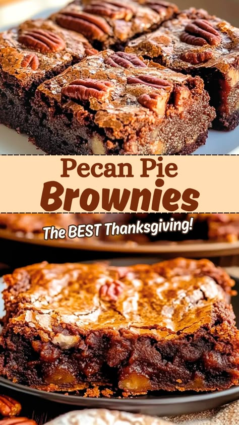 Thanksgiving Recipes: The BEST Thanksgiving Pecan Pie Brownies Pecan Praline Brownies, Pecan Pie Brownies From Scratch, Great Thanksgiving Desserts, Easy Pecan Pie Brownies, Pecan Desserts Easy Thanksgiving, The Best Thanksgiving Desserts, Traditional Thanksgiving Desserts, Deserts For Thanksgiving Desserts, Pecan Pie Cobbler Easy