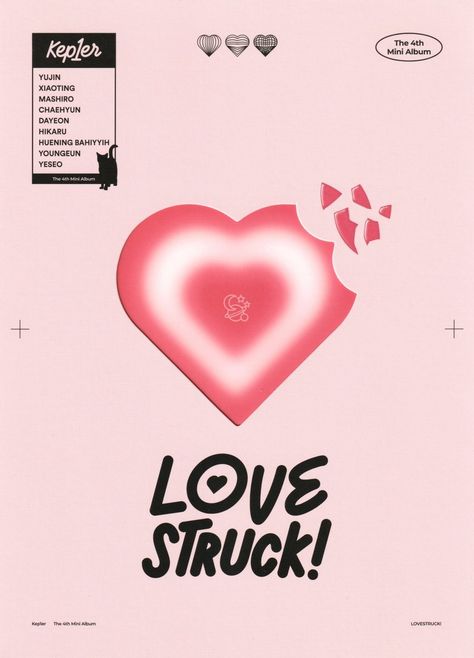 Kep1er 'LOVESTRUCK' First Blush ver album front cover scan © kep1erscans Kep1er Album Cover, Kep1er Lovestruck, Kep1er Wallpaper, Pink Lyrics, Wall Drawings, Drunk Dazed, Posters Ideas, Love Bites, Pink Posters