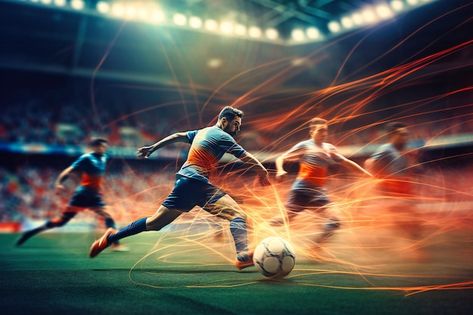 Soccer players in action exhibiting thei... | Premium Photo #Freepik #photo #kick #young #playing-football #young-boy Football Players Photos, Iptv Subscription, Free Kick, Playing Football, Just Run, Blue Lock, Soccer Players, Battlefield, Premium Photo