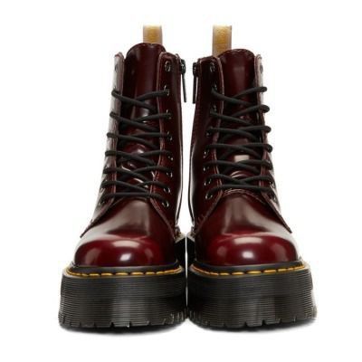 Gryffindor Outfit Aesthetic, Maroon Boots, Red Doc Martens, Dr Martens Platform, Maroon Leather, Dr Martens Boots, Faux Leather Boots, Mens Leather Boots, Swag Shoes