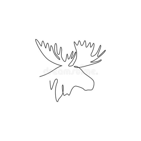 Minimal Moose Tattoo, Small Moose Tattoo Simple, Moose Head Drawing, Moose Line Drawing, Moose Drawing Simple, Moose Line Art, Simple Moose Tattoo, Canadian Tattoo For Women, Moose Head Tattoo