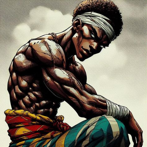 African King Art, Black King Art, Airbending Poses, Avatar Airbending Poses, African Superhero, African King, King Drawing, Black Power Art, Soul Society