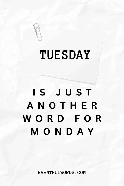 tuesday motivation quote - “Tuesday is just another word for monday Funny Tuesday Quotes, Funny Tuesday, Tuesday Motivation Quotes, Tuesday Inspiration, Days Of The Week Quotes, Happy Tuesday Quotes, Tuesday Quotes, Week Quotes, Video Call With Boyfriend Screen Photo