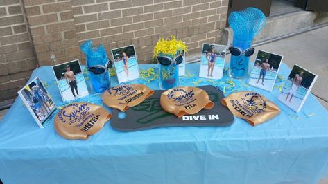 Swim Superlatives, Swim Team Senior Night Gifts, Swim Team Senior Night, Senior Swim Gifts, Swim Team Banquet Ideas, Swim Senior Night, Swim Team Banquet, Swim Team Party, Swim Banquet