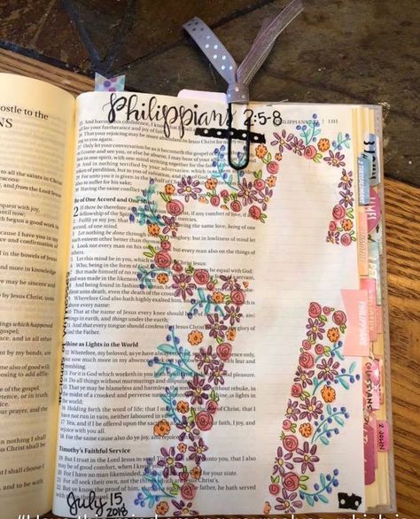 Philippians Bible Journaling, Bible Journaling Philippians, Bible Art Journaling Ideas, Bible Doodles, Journal Bible Quotes, Bible Journaling For Beginners, Creative Bible, Cute Bibles, Journal Bible