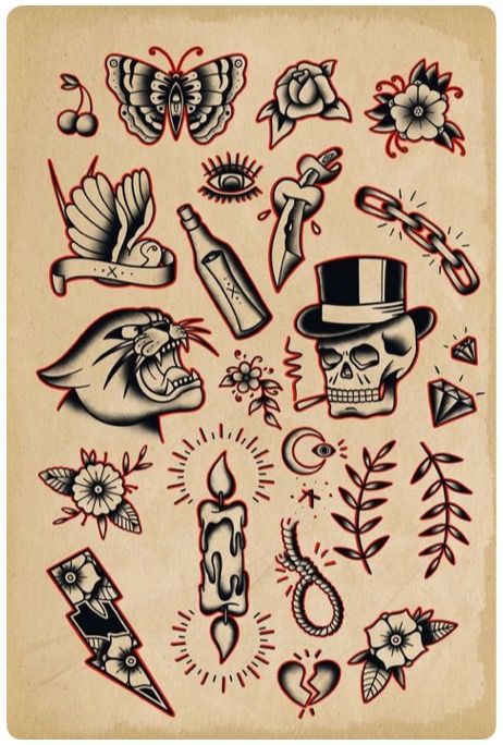 Traditional Tattoo Filler, Small Traditional Tattoo, Traditional Tattoo Flash Sheets, Traditional Tattoo Drawings, Tato Flash, Tato Tradisional, Traditional Tattoo Flash Art, Tattoo Filler, Traditional Tattoo Sleeve