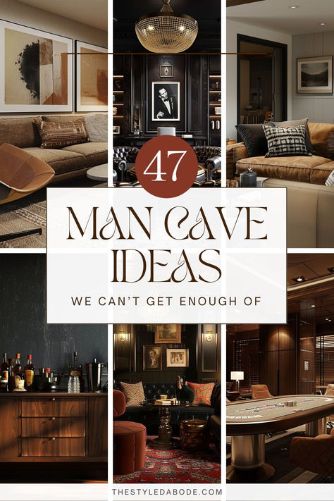 man cave ideas Whiskey Room Man Caves Vintage Gentlemen, Man Cave Furniture Ideas Couch, Speakeasy Lounge Design, Moody Billiards Room, Art Deco Man Cave, New Orleans Saints Man Cave Ideas, Pool Room Ideas Man Cave, Game Room Modern, Moody Basement Ideas