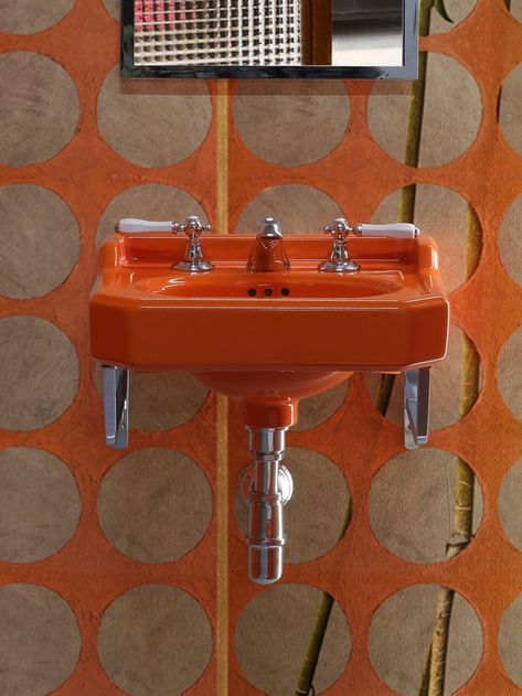 Orange Sink, Orange Bathrooms, Wes Anderson, Dream Bathroom, Wash Basin, Provence, Merlin, Leroy Merlin, House Ideas