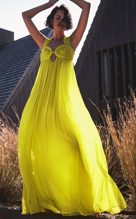 Women's Alexis Spring Summer 2023 Collection | Moda Operandi Gown 2023, Alexis Dress, Yellow Gown, Wedding Party Outfits, Statement Dress, Yellow Fashion, Bohemian Dress, Wedding Dresses Vintage, Chiffon Fabric