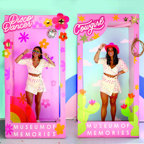 Museum of Memories Barbie Boxes — steffi lynn Steffi Lynn, Life Size Doll, Photo Booth Printables, Event Booth Design, Photo Booth Design, Interactive Art Installation, Selfie Wall, Barbie Box, Event Booth