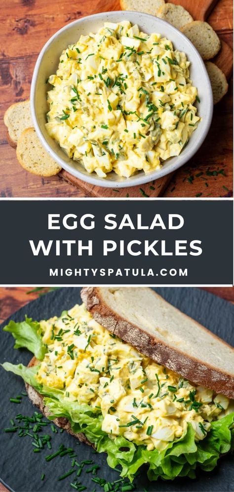 Egg Salad With Pickles – Mighty Spatula Egg Pickle Salad, Egg Salad Pickles, Homemade Egg Salad, Dill Pickle Egg Salad, Egg Salad Recipe With Pickles, Egg Salad With Pickles, Pickle Egg Salad, Best Pickled Eggs, Salad With Pickles