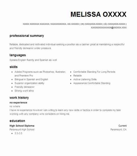 No Experience Resume, Resume With No Experience, High School Resume Template, School Resume, High School Resume, College Resume, Project Manager Resume, Resume No Experience, Resume Ideas