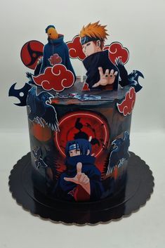 Anime Cake Naruto, Naruto Themed Cake, Kakashi Birthday Cake, Itachi Uchiha Cake, Kakashi Cake, Akatsuki Cake, Itachi Birthday, Naruto Theme Cake, Naruto Cake Ideas Birthdays