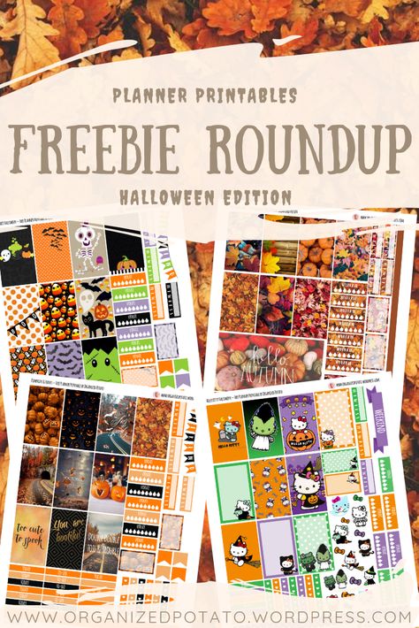 Free Printables Scrapbooking, Fall Planner Ideas, Printable Planner Stickers Free, Free Stickers Printables, Free Happy Planner Stickers, Scrapbook Stickers Printable Halloween, Cricut Planner, Fall Planner Stickers Free Printable, Spooky Printables