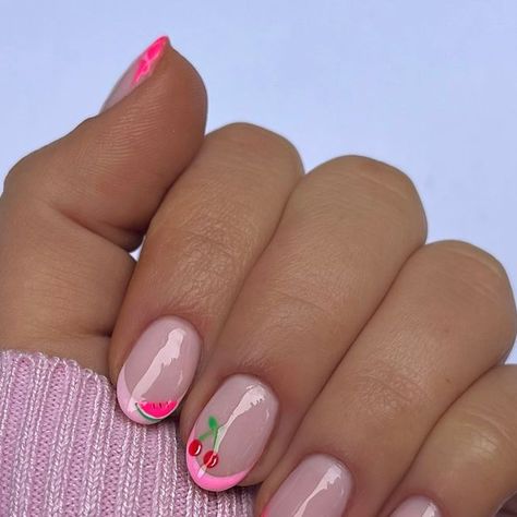 Biab Nails Summer, Fruit Nails, Natural Nails, Spring Nails, Nail Inspo, Summer Nails, Make It, Gel Nails, Acrylic Nails