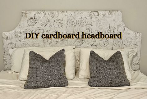 Cardboard Headboard - Sustainably Amber Cardboard Headboard, Repurposed Cardboard, Cheap Diy Headboard, Headboard Shapes, Worm Composting, Command Hooks, Packaging Tape, Diy Headboard, Mattress Topper