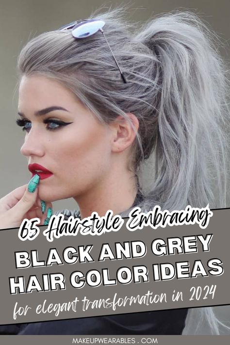 Stunning Black and Grey Hair Color Ideas: Trendy Shades for a Bold Look Light Charcoal Hair Color, Grey Hair Pale Skin, Black Hair With Grey Balayage, Silver Hair Toner, Hair Color Ideas Trendy, Grey Hair Color Ideas, Silver Balayage, Black And Silver Hair, Hair Color Styles