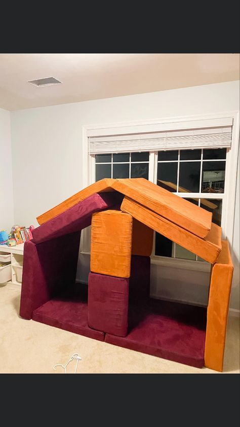 Nugget Couch Ideas, Fun Playroom Ideas, Nugget Couch, Diy Playroom, Couch Ideas, Kids Couch, Corkboard Ideas Decor, Office Playroom, Toddler Playroom