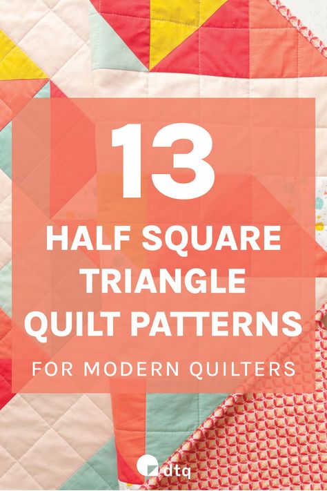 Looking for simple geometric quilt patterns for modern quilters? Discover more than 10 eye-catching quilt patterns using just half square triangle quilt blocks. Simple quilting projects for all contemporary quilters! Triangle Square Quilt Pattern, Quilt Patterns Using Half Square Triangles, Patterns For Half Square Triangles, Half Square Quilt Patterns Free, Triangle Patchwork Quilt, Hst Patterns Quilt, Modern Geometric Quilt Patterns, Quilt Patterns With Triangles, Half Square Triangle Designs