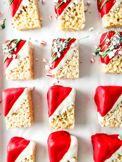 Easy Christmas Rice Krispie Treats, Christmas Rice Crispy Treats Easy, Christmas Rice Krispie Squares, Rice Crispy Squares Christmas, Christmas Rice Crispy Treat Ideas, Santa Rice Krispie Treats, Christmas Tree Rice Krispie Treats, Grinch Rice Crispy Treats, Christmas Rice Krispie Treats Ideas