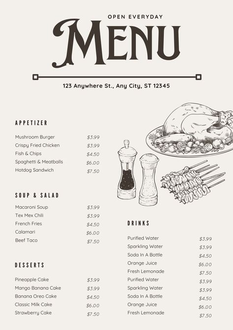 Menu Presentation Ideas, Silog Meals Menu Template, Restaurant Food Menu Design Ideas, Diy Menu Ideas, Menu Ideas Design Restaurants, Canva Menu Design, Food Menu Design Ideas Templates, Food Price List Design, Menus Design Ideas