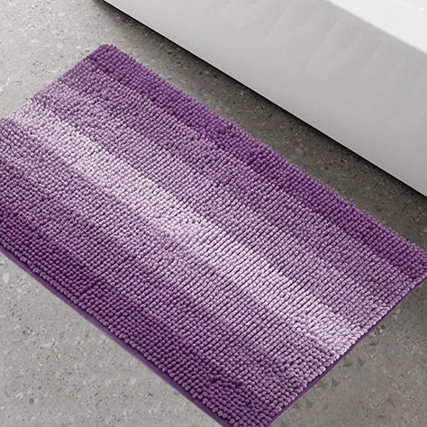 Dark Purple Bathroom, Bathroom Mat Ideas, Purple Bath Mat, Purple Bathroom, Chenille Bath Mat, Laundry Room Flooring, Purple Bathrooms, Miami Houses, Plush Rug