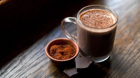 Spiked Mexican Hot Chocolate, Champurrado Recipe, Mexican Hot Chocolate Recipe, Best Hot Chocolate Recipes, Chipotle Powder, Boozy Hot Chocolate, Cocktail Inspiration, Food Network Chefs, Food Shots