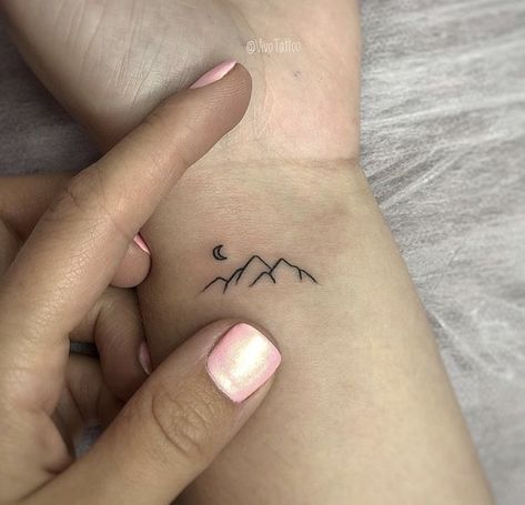 Small Mountain Tattoo, Mountain Tattoo Simple, Small Tattoos With Meaning, Small Girl Tattoos, Small Wrist Tattoos, Cute Small Tattoos, Wrist Tattoos For Women, Mountain Tattoo, Subtle Tattoos