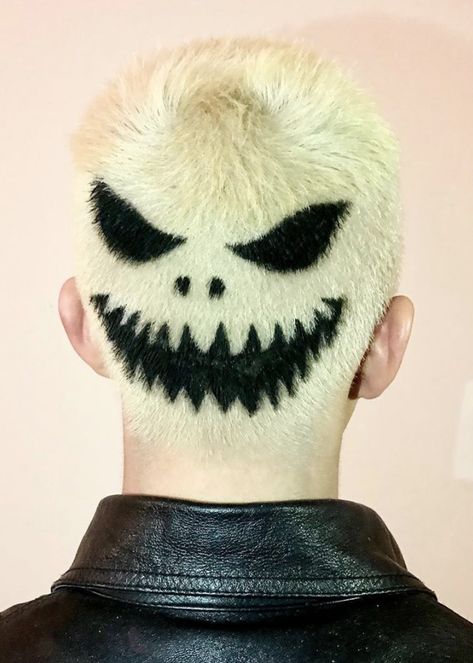 Shaved Head Designs, Dyed Hair Men, Buzzed Hair, Shaved Hair Designs, Spooky Szn, Men Hair Color, Bald Hair, Hair Tattoos, Shaved Head