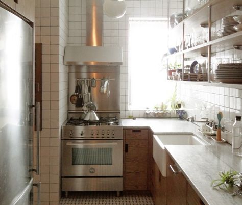 A Small New York City Apartment Kitchen Is Made Light, Bright, & Larger! | #SmallSpaceSolutions — DESIGNED Appartement New York, Galley Kitchen Remodel Ideas, Nyc Kitchen, Galley Kitchen Remodel, Galley Kitchens, Apartment Decoration, New York City Apartment, Diy Kitchen Remodel, Casa Vintage