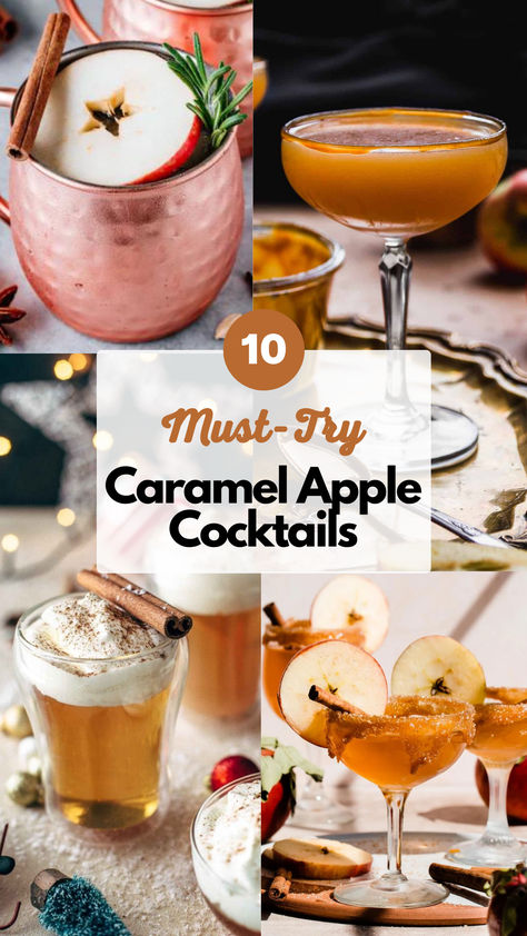 Caramel Apple Cocktails Apple Caramel Drink, Caramel Apple Whiskey Cocktail, Apple Pie Bourbon Cocktail, Apple Syrup Cocktail, Caramel Apple Sucker Cocktail, Toffee Apple Cocktail, Carmel Apple Vodka Drink, Caramel Apple Cocktail Recipes, Caramel Apple Alcoholic Drinks