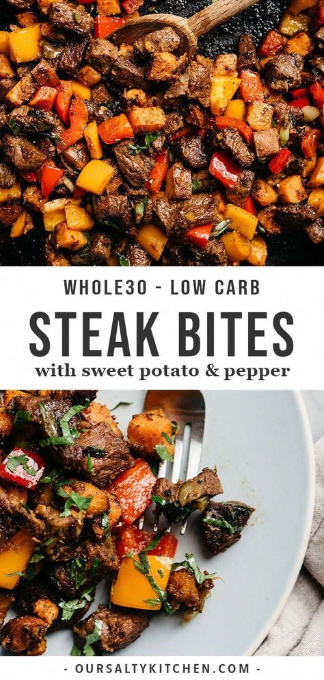 Steak Bites With Sweet Potatoes, Whole30 Dinner Recipes, Whole30 Dinners, Diner Recept, Clean Eating Dinner, Dinner Side Dishes, Steak Bites, Recipe 30, Weeknight Dinner Recipe