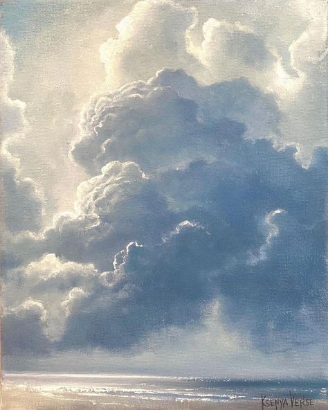 Cloud Painting Acrylic, Sky Art Painting, Cloud Art, Cloud Painting, Ethereal Art, Sky And Clouds, Seascape Paintings, Watercolor Landscape, Art Reference Photos