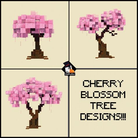 Minecraft Japanese Cherry Blossom, Minecraft Blossom Tree, Spring Minecraft Builds, Custom Cherry Blossom Tree Minecraft, Minecraft Sakura Tree, Blossom Minecraft House, Cherry Tree Minecraft, Cherry Blossom Tree Minecraft, Minecraft Cherry Blossom Tree