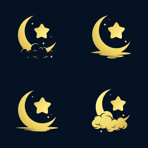 Elegant crescent moon and star logo desi... | Premium Vector #Freepik #vector #logo #business #vintage #gold Moon Logo Ideas, Henna Business, Moon Logo Design, Whimsical Logo, Moon Symbol, Logo Elements, Flower Shop Design, Dream Logo, Star Logo Design