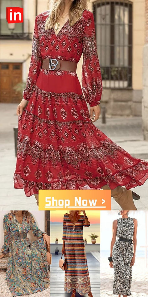 Women's Casual Dress Ethnic Dress Swing Dress Geometric Tribal Print V Neck Midi Dress Ethnic Mature Outdoor Street Long Sleeve Loose Fit Yellow Red Blue Spring Fall S M L XL XXL Dress Geometric, Wedding Apparel, Victorian Costume, Blue Spring, Wardrobe Update, V Neck Midi Dress, Ethnic Dress, Dress Code, Lolita Fashion