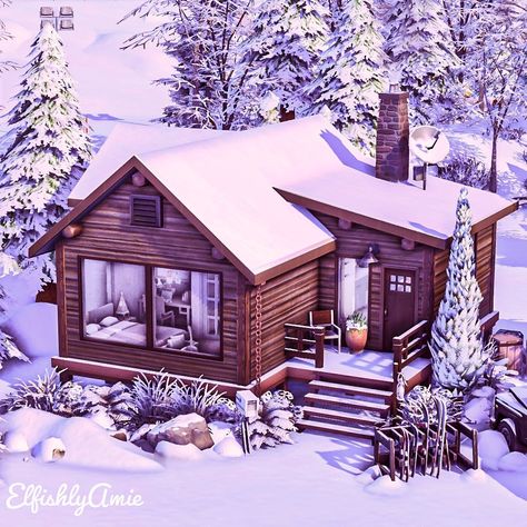 Sims 4 Houses Cabin, Sims 5 House, Sims 4 Winter Build, Sims 4 Cabin Build, Winter Cabin Sims 4, Sims Cabin House, Sims Winter House, Sims 4 Seasons House, The Sims 4 Winter Cc