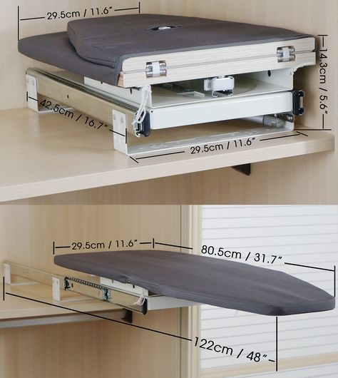 Homebasix Closet Pull-Out Retractable Ironing Board Stow Away in The Cabinet Easy to Install (Silver Grey) : Amazon.ca: Home Mounted Ironing Board, Modern Laundry, Ironing Boards, Laundry Room Layouts, Laundry Design, Modern Laundry Rooms, Smart Home Design, Laundry Room Diy, House Furniture Design