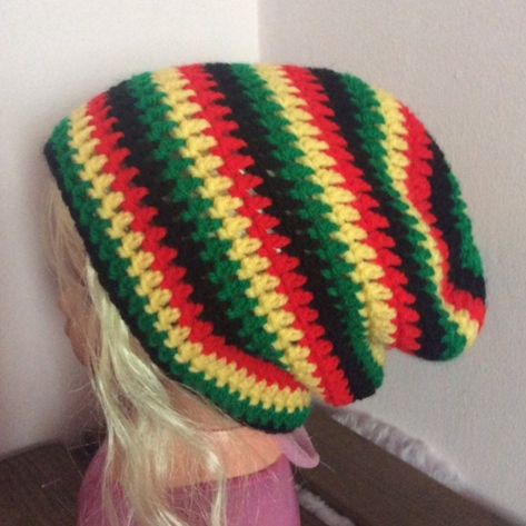 Loose Beanie, Mens Crochet, Crochet Stripes, Knitted Slouch Hat, Rasta Hat, Womens Beanie, Hipster Gifts, Crochet Slouch Hat, Crochet Hair Clips