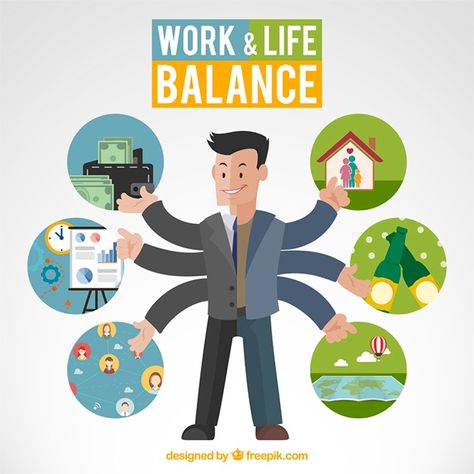 Balance Illustration, Human Vector, Repurposing Content, Work Life Balance Tips, Digital Vision Board, Balance Design, How To Create Infographics, Marketing Goals, Leisure Activities