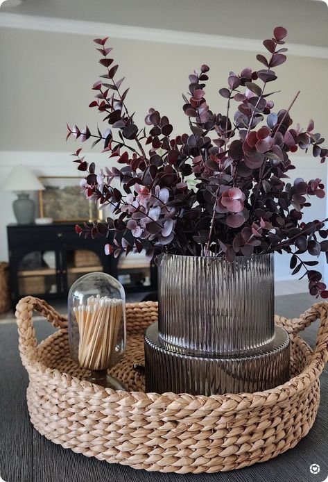 Adding some touches of fall throughout my home. Loving this beautiful fluted glass vase from H&M home. home decor, fall vibes, vignette Follow me in the @LTK shopping app to shop this post and get my exclusive app-only-content! #liketkit #LTKhome #LTKSeasonal #LTKstyletip @shop.ltk https://liketk.it/4g7Fu Vases On Shelves, Coffee Table Vase Decor, Moody Vase Decor, Dried Flowers Coffee Table Decor, Pampas Grass Decor Black Vase, Studio Mcgee Smoked Glass Vase, Brown Vase With Flowers, Living Room Decor Styles, Coffee Table Vase