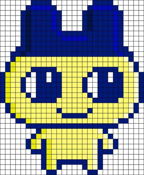 Tamagotchi Alpha Pattern, Tamagotchi Cross Stitch, Pixel Tamagotchi, Tamagotchi Perler Beads, Tamagotchi Pixel Art, Large Perler Bead Art, Crochet Tamagotchi, Tamagotchi Mametchi, Pixel Grid