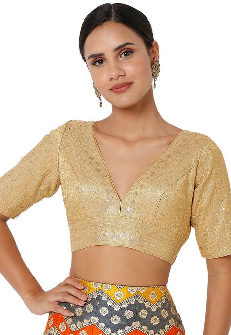 Golden Blouse Back Neck Designs, Golden Silk Blouse Designs, V Gala Blouse Design, Plain Golden Blouse Designs, Golden Blouse Designs Latest, Golden Colour Blouse Design, Gold Colour Blouse Designs, Golden Blouse Design, Golden Blouse Designs