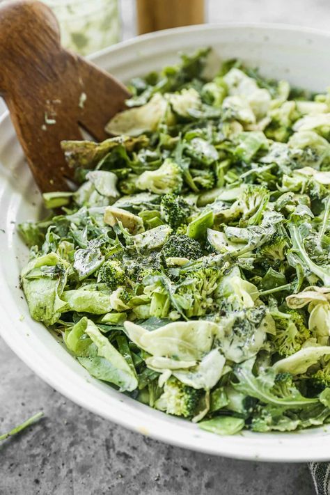 This Green Goddess Salad is full of fresh flavors and texture—crisp, crunchy, and creamy, with a lightened up dressing to bring it all home. Fresh Crunchy Salad, Salad Food Photography, Green Goddess Salad Recipe, Salad Board, Goddess Dressing Recipe, Green Goddess Salad, Dressing Healthy, Goddess Salad, Well Plated