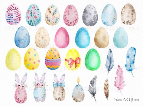 Easter Eggs Clipart, Watercolor Easter Eggs, Spring Clip Art, Giant Easter Eggs, Paper Clip Art, Happy Easter Greetings, Easter Egg Pattern, Easter Egg Wreath, Easter Greeting