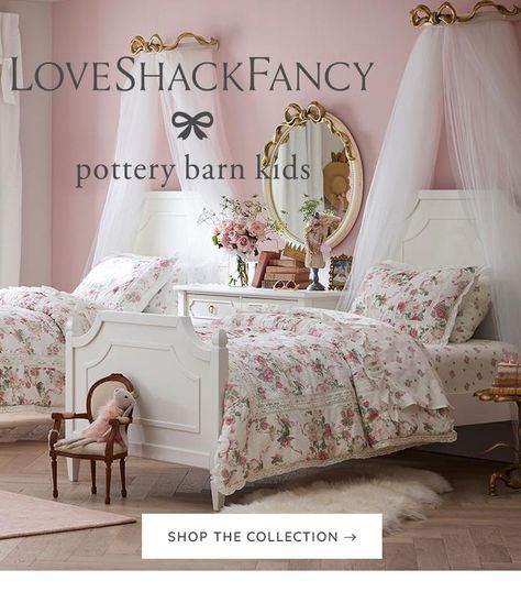 Love Shack Fancy Love Shack Fancy Bedroom, Fancy Bedroom, Kids Shared Bedroom, 1 Bedroom House, Rose Quilt, Love Shack Fancy, Shared Bedroom, Girl’s Room, Quilted Sham