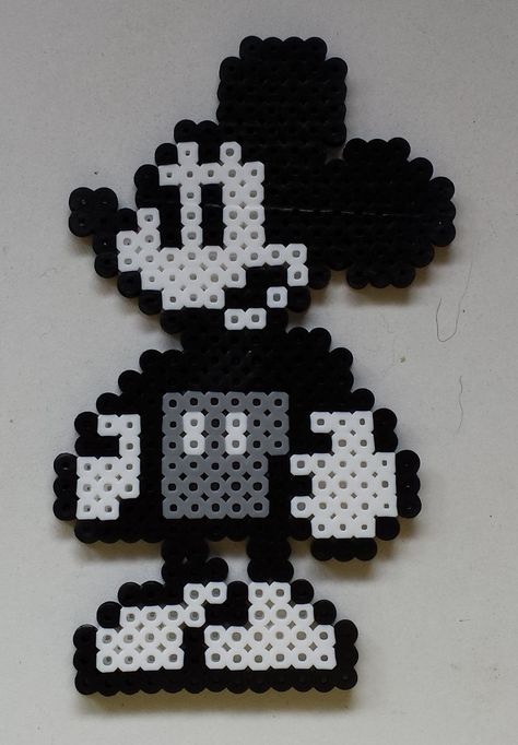 Week 7, Day 45, Black & White, Mickey Mouse.  Perler Beads 365 Day Challenge. Melty Bead Patterns Disney, Black And White Perler Beads, Perler Beads Mickey Mouse, Perler Beads Black And White, Mickey Perler Beads, Black And White Perler Bead Patterns, Mickey Mouse Perler Beads, Mouse Perler Beads, Hama Beads Disney