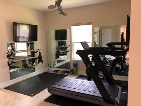 Elliptical In Bedroom, Outbuilding Gym, Office And Workout Room Combo, Inside Gym, Gym Corner, Gym Room Ideas, Peloton Room, Gym House, Home Gym/office